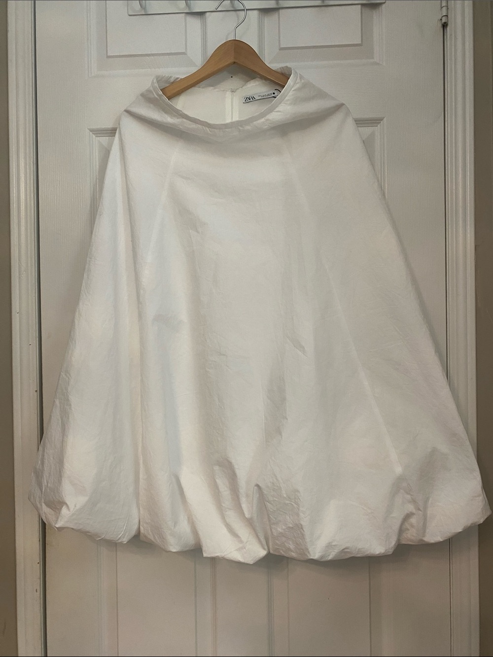 Zara White Full-Circle Balloon Hem Skirt #16